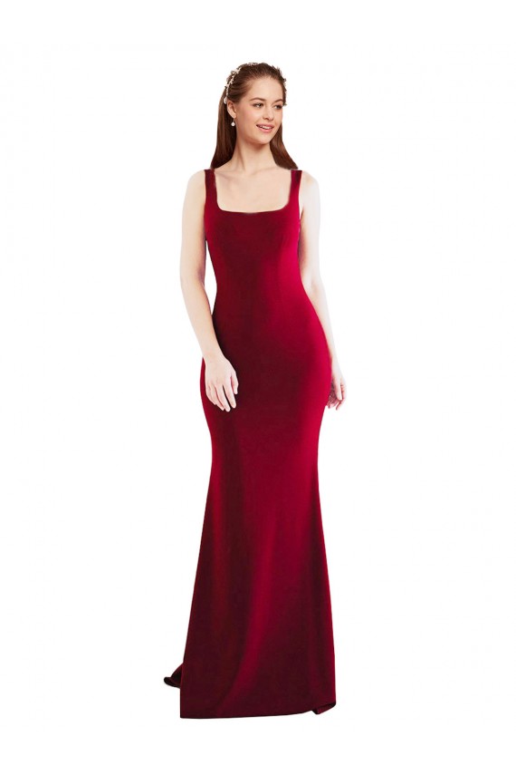 Burgundy Square Neck Sleeveless Mermaid Formal Evening Gown / Prom Dress / Bridesmaid Dress Townsville