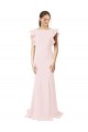 Pink Jewel Neck Ruffle Sleeves V-Back Mermaid, Sheath Black Tie Prom Dress / Bridesmaid Dress Townsville