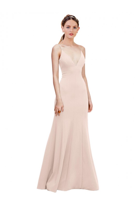 Pink V-Neck Sleeveless V-Back A-Line Formal Dress / Bridesmaid Dress Townsville