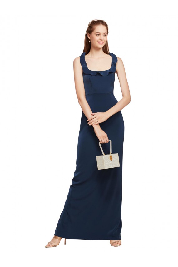Dark Navy Scoop Neck Sleeveless Low Back Sheath Formal Evening Gown / Prom Dress / Bridesmaid Dress Townsville