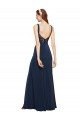 Dark Navy Round Neck Sleeveless Low Back A-Line Prom Dress / Bridesmaid Dress Townsville