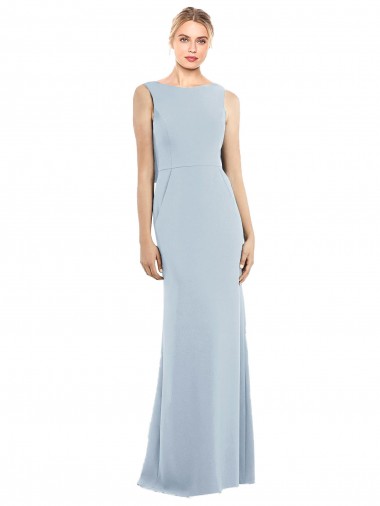 Light Sky Blue Bateau Neck Sleeveless Backless Trumpet Semi Formal Evening Dress / Prom Dress / Bridesmaid Dress Townsville