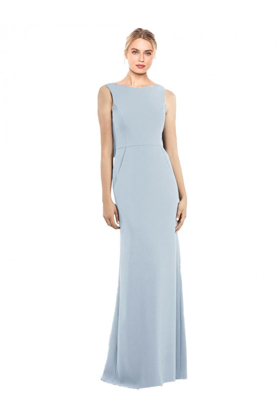 Light Sky Blue Bateau Neck Sleeveless Backless Trumpet Semi Formal Evening Dress / Prom Dress / Bridesmaid Dress Townsville