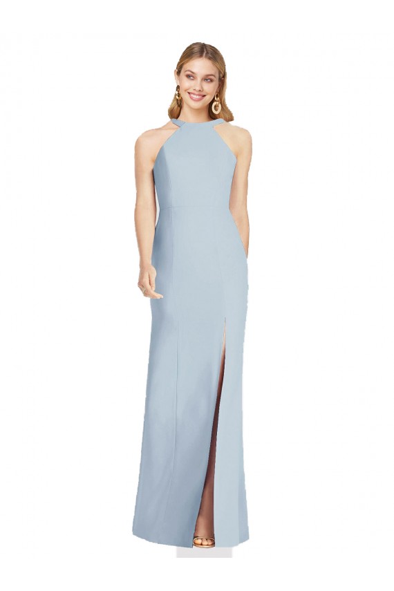 Light Sky Blue High Neck Sleeveless Open Back Trumpet Formal Evening Gown / Bridesmaid Dress Townsville