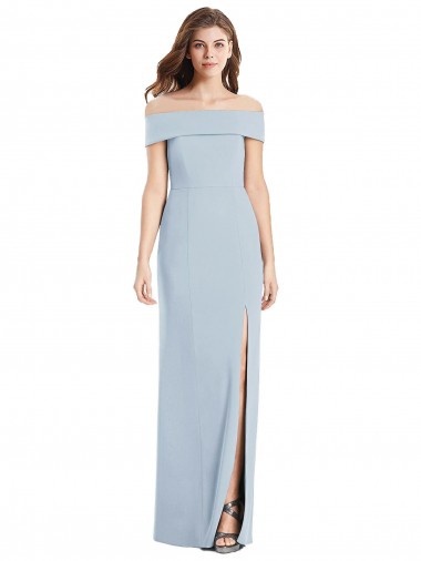 Light Sky Blue Off the Shoulder Sleeveless Trumpet Formal Dress / Bridesmaid Dress Townsville