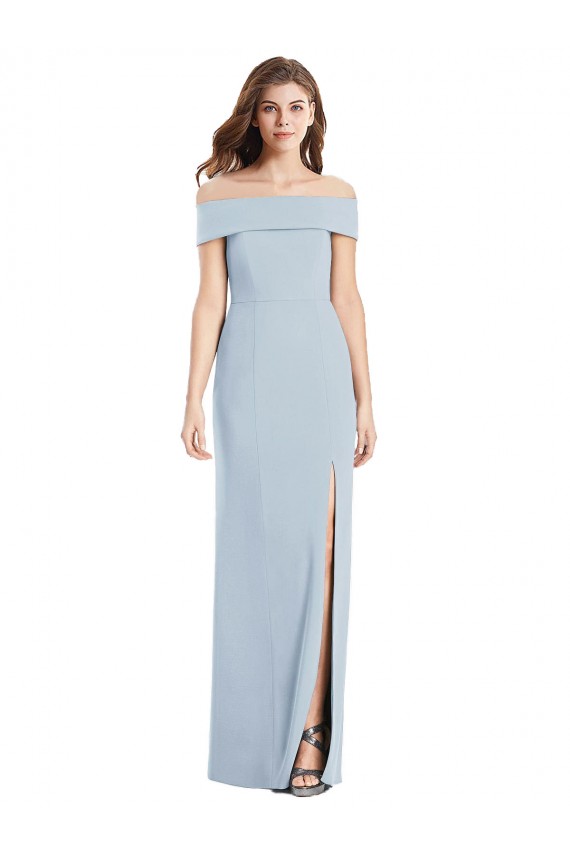 Light Sky Blue Off the Shoulder Sleeveless Trumpet Formal Dress / Bridesmaid Dress Townsville