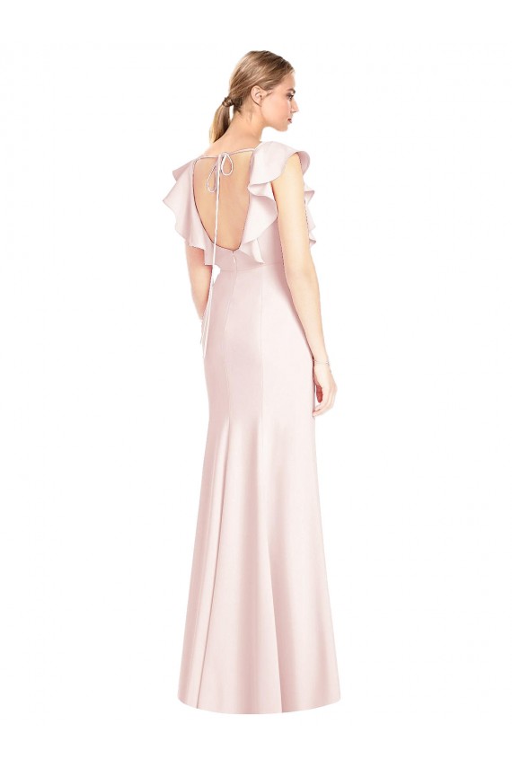 Pink Bateau Neck Cap Sleeves Open Back Trumpet Formal Dress / Bridesmaid Dress Townsville