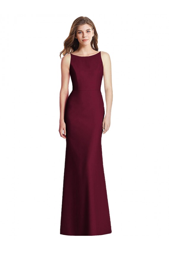 Burgundy Gold Bateau Neck Sleeveless Open Back Trumpet Semi Formal Evening Dress / Bridesmaid Dress Townsville