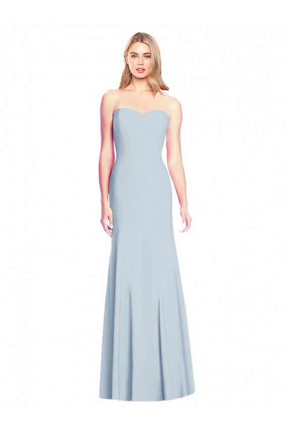 Light Sky Blue Strapless Sleeveless Low Back Trumpet Formal Dress / Bridesmaid Dress Townsville