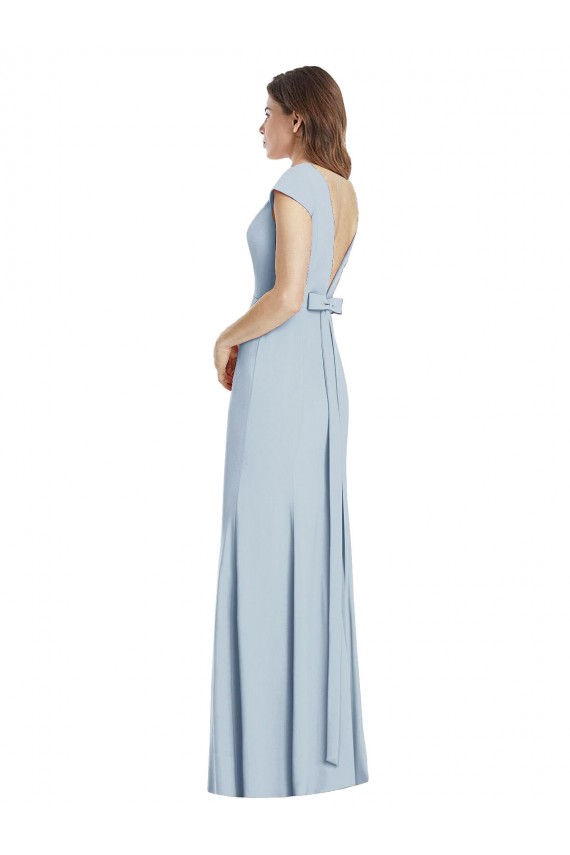 Light Sky Blue Bateau Neck Cap Sleeves Open Back Trumpet Formal Dress / Bridesmaid Dress Townsville