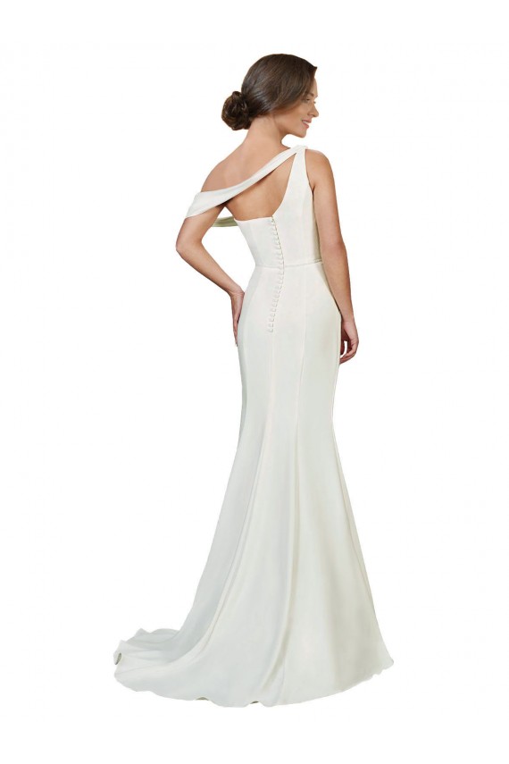 Ivory One Shoulder Sleeveless Stretch Crepe Sheath Formal Evening Gown / Prom Dress / Bridesmaid Dress Townsville