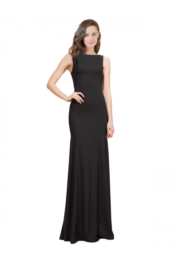 Black Bateau Neck Sleeveless Open Back Mermaid Prom Dress / Bridesmaid Dress Townsville