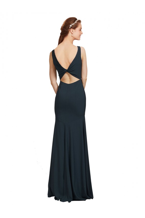 Black Bateau Neck Sleeveless Open Back Mermaid Prom Dress / Bridesmaid Dress Townsville