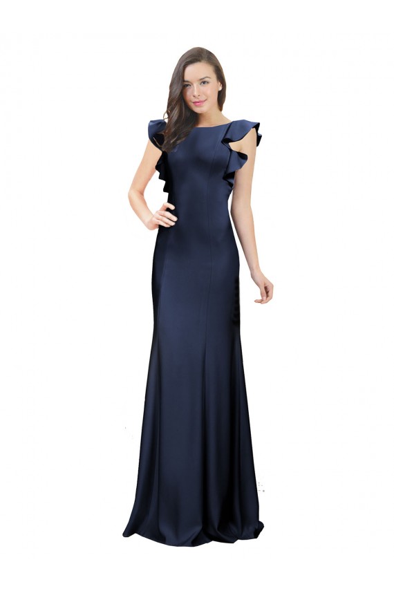 Dark Navy Bateau Neck Sleeveless Keyhole Back Mermaid Prom Dress / Bridesmaid Dress Townsville