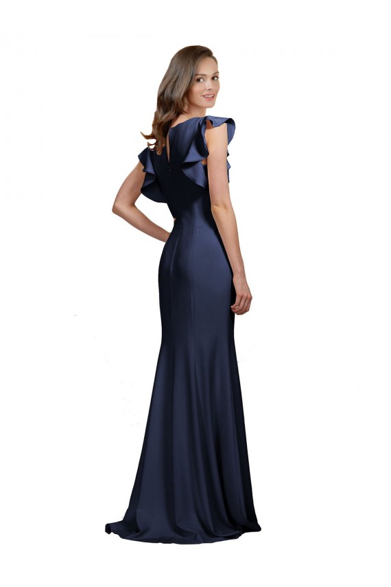 Dark Navy Bateau Neck Sleeveless Keyhole Back Mermaid Prom Dress / Bridesmaid Dress Townsville