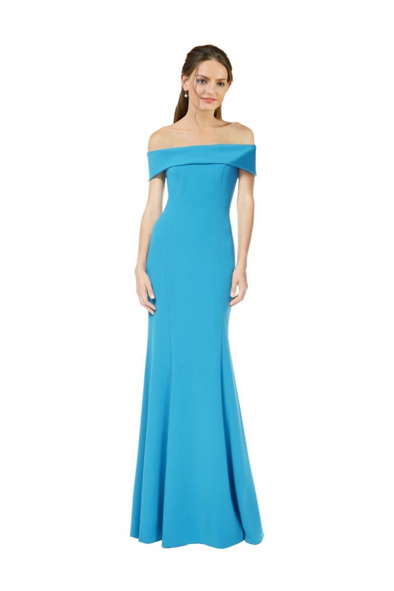 Peacock Blue Off the Shoulder Sleeveless Sheath Formal Dress / Bridesmaid Dress Townsville