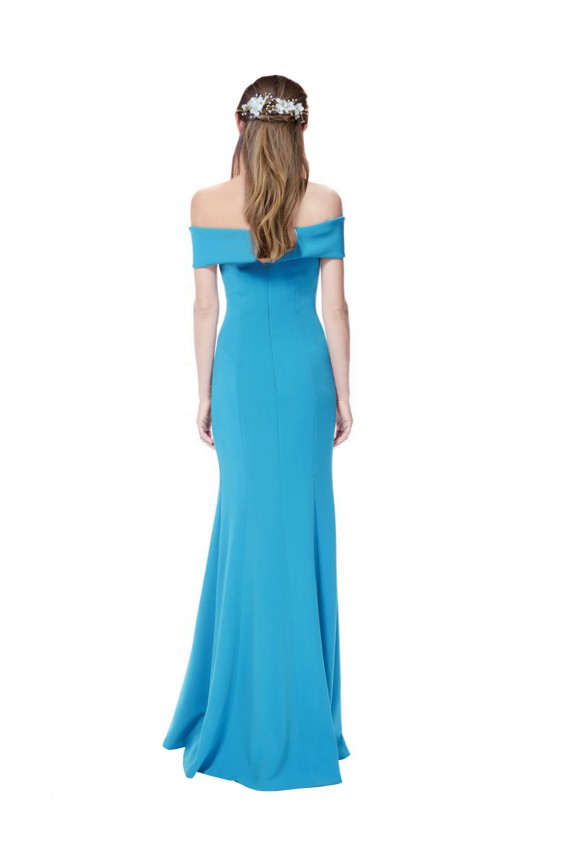 Peacock Blue Off the Shoulder Sleeveless Sheath Formal Dress / Bridesmaid Dress Townsville