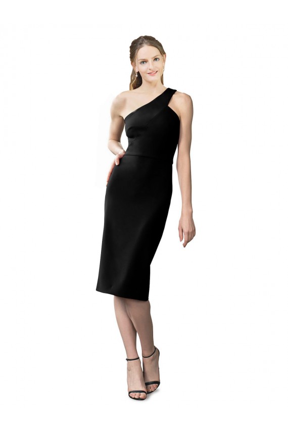 Black One Shoulder Sleeveless Stretch Crepe Sheath Formal Evening Gown / Prom Dress / Bridesmaid Dress Townsville