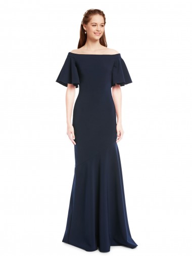 Dark Navy Off the Shoulder Short Sleeves Mermaid Bridesmaid Dress / Formal Dress Townsville