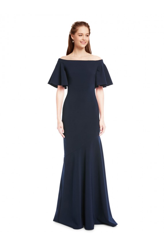 Dark Navy Off the Shoulder Short Sleeves Mermaid Bridesmaid Dress / Formal Dress Townsville