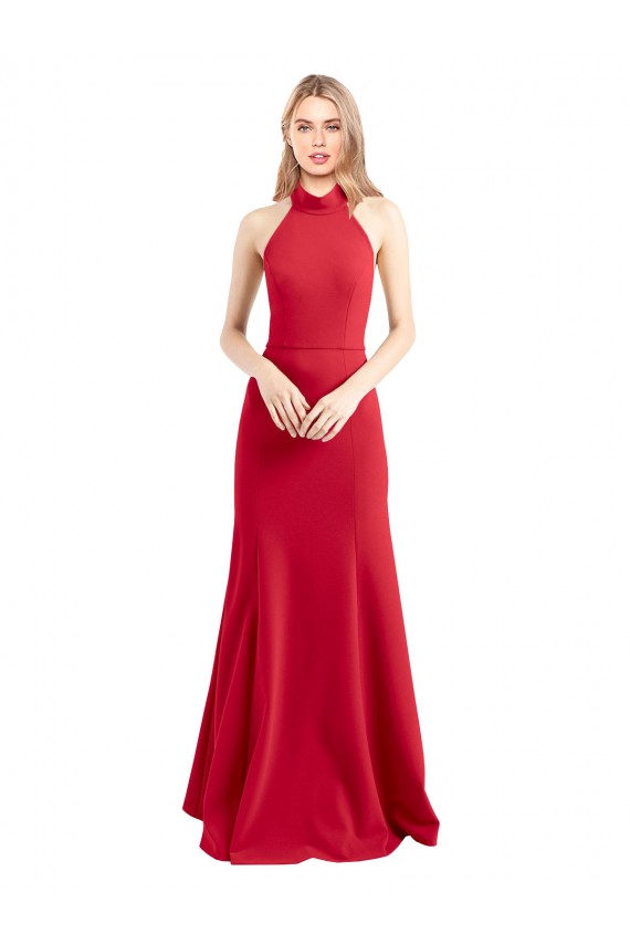 Red High Neck Sleeveless Open Back A-Line Formal Evening Gown / Prom Dress / Bridesmaid Dress Townsville