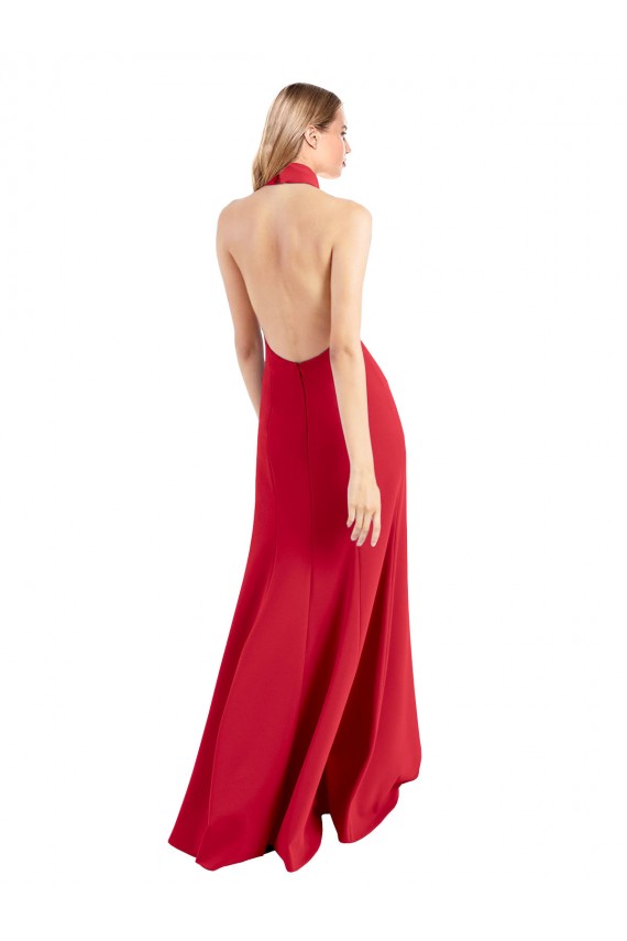 Red High Neck Sleeveless Open Back A-Line Formal Evening Gown / Prom Dress / Bridesmaid Dress Townsville