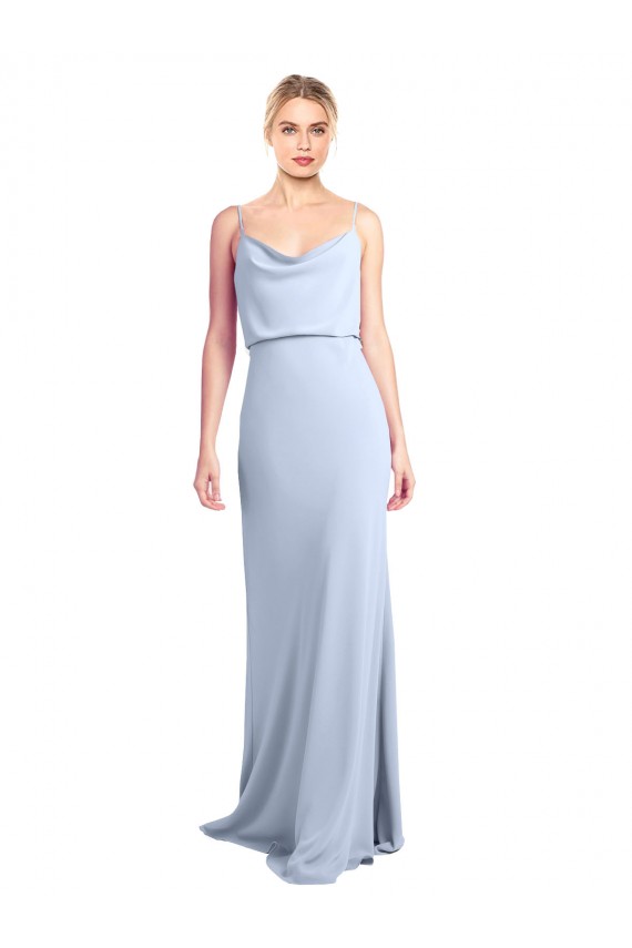 Light Sky Blue High Neck Sleeveless V-Back Sheath Formal Dress / Bridesmaid Dress Townsville
