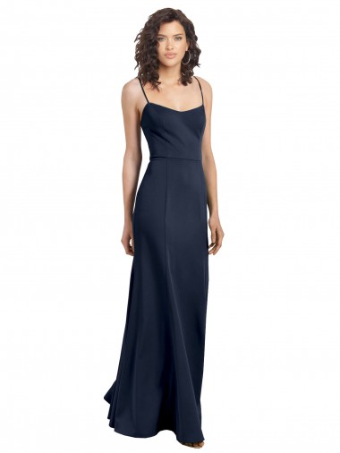 Dark Navy Scoop Neck Sleeveless Low Back Sheath Formal Dress / Bridesmaid Dress Townsville