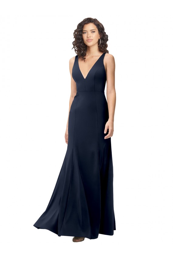 Dark Navy High Neck Sleeveless V-Back A-Line Formal Dress / Bridesmaid Dress Townsville