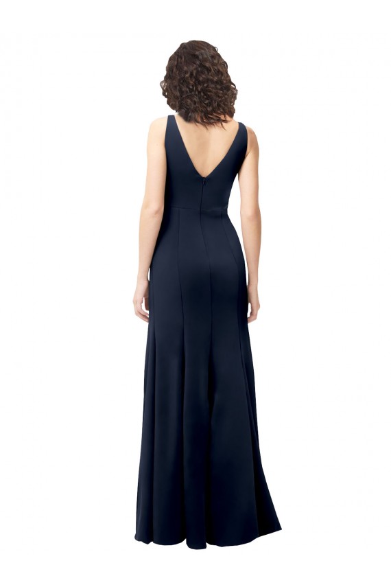 Dark Navy High Neck Sleeveless V-Back A-Line Formal Dress / Bridesmaid Dress Townsville
