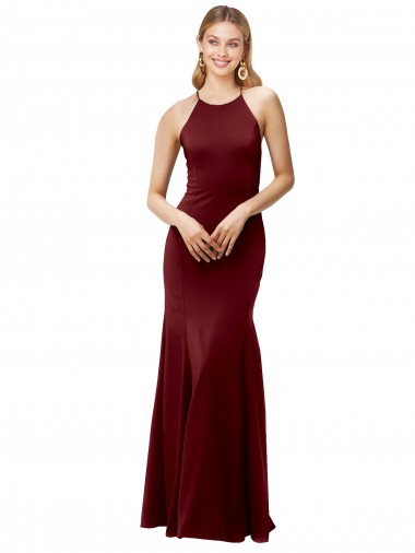 Burgundy Gold High Neck Sleeveless Open Back Mermaid Formal Evening Gown / Prom Dress / Bridesmaid Dress Townsville