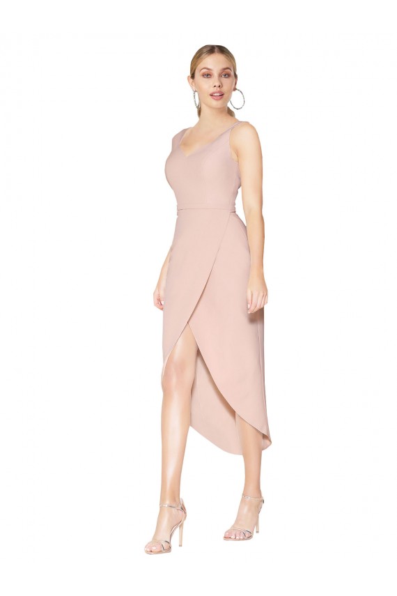 Mauve High Neck Sleeveless V-Back Mermaid High Low Evening Gown / Prom Dress / Bridesmaid Dress Townsville