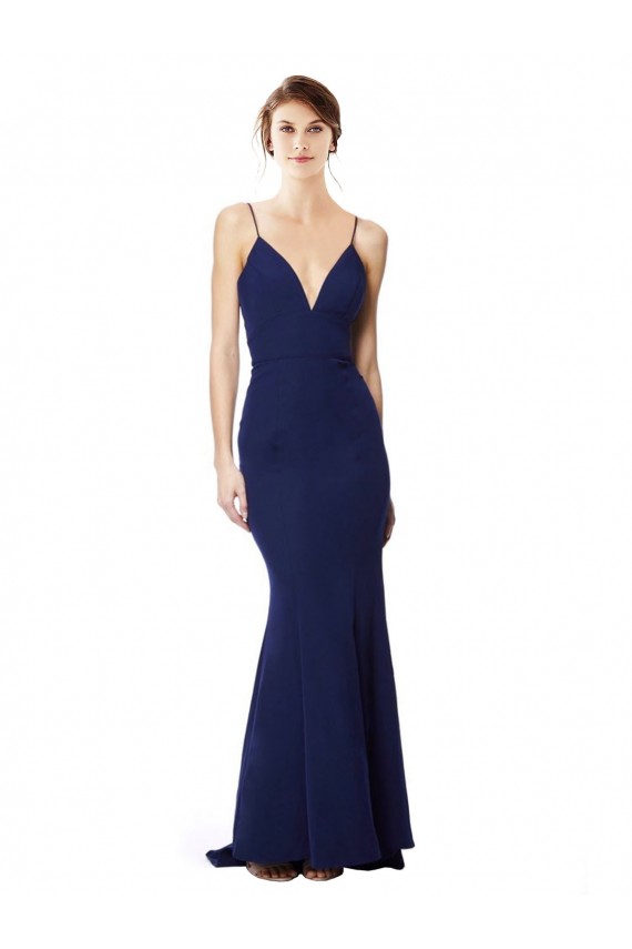 Navy Blue High Neck Sleeveless Open Back Mermaid Formal Dress / Bridesmaid Dress Townsville