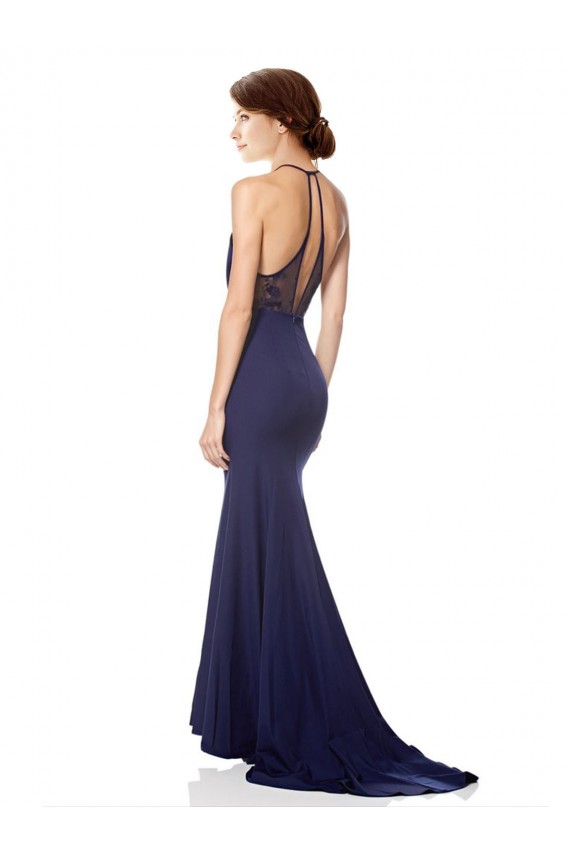 Navy Blue High Neck Sleeveless Mermaid Bridesmaid Dress / Formal Dress Townsville