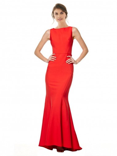 Red High Neck Sleeveless Open Back Mermaid Bridesmaid Dress / Evening Gowns Townsville