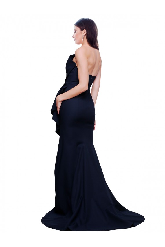 Dark Navy Strapless Sleeveless Low Back Sheath Semi Formal Evening Dress / Prom Dress / Bridesmaid Dress Townsville