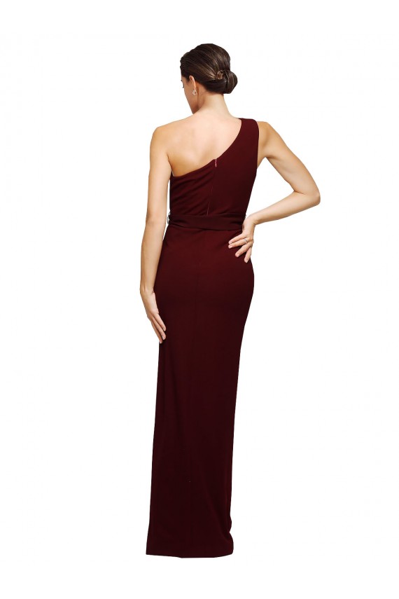 Burgundy Gold One Shoulder Sleeveless Sheath Black Tie Evening Gown / Prom Dress / Bridesmaid Dress Townsville