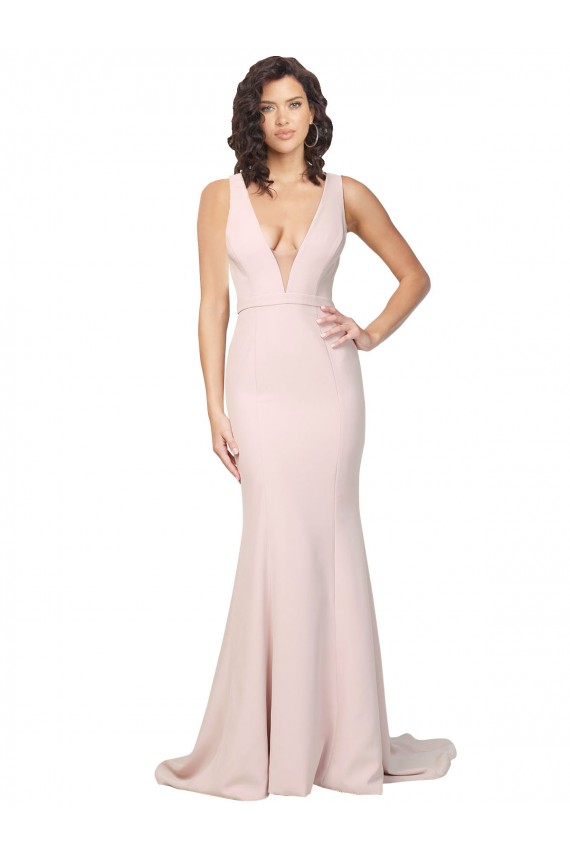 Pink V-Neck Sleeveless V-Back Sheath Black Tie Evening Gown / Prom Dress / Bridesmaid Dress Townsville