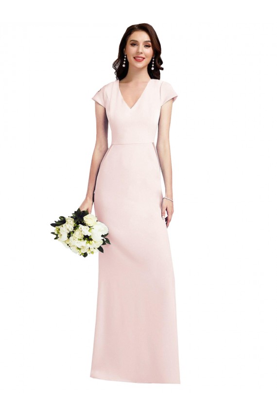 Pink V-Neck Cap Sleeves A-Line Formal Evening Gown / Prom Dress / Bridesmaid Dress Townsville