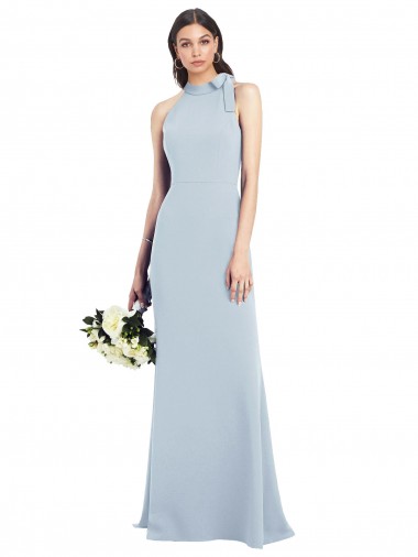 Light Sky Blue High Neck Sleeveless Open Back Trumpet Semi Formal Evening Dress / Prom Dress / Bridesmaid Dress Townsville