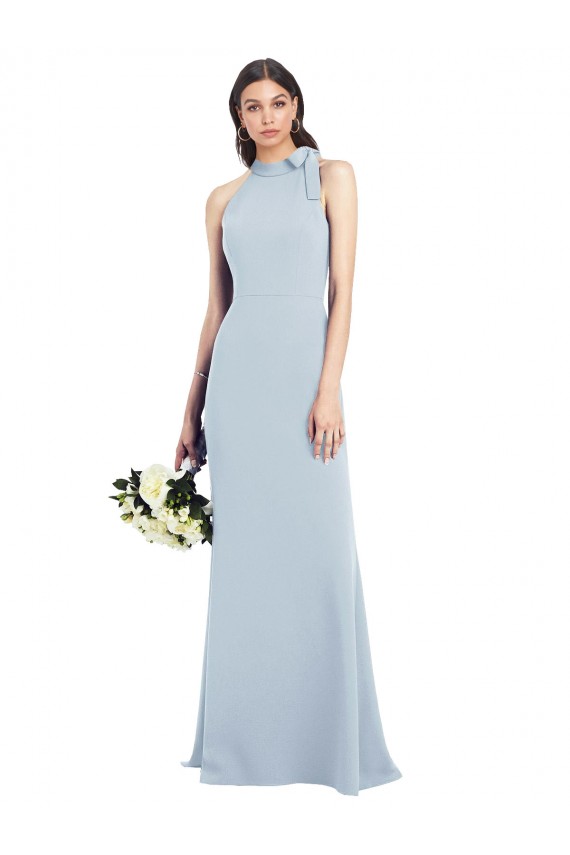 Light Sky Blue High Neck Sleeveless Open Back Trumpet Semi Formal Evening Dress / Prom Dress / Bridesmaid Dress Townsville
