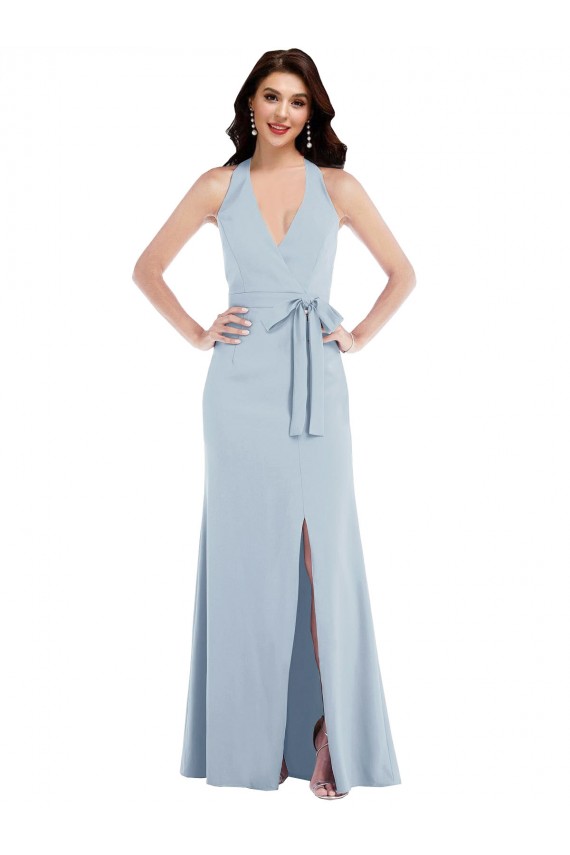 Light Sky Blue V-Neck Sleeveless Open Back A-Line Formal Evening Gown / Prom Dress / Bridesmaid Dress Townsville