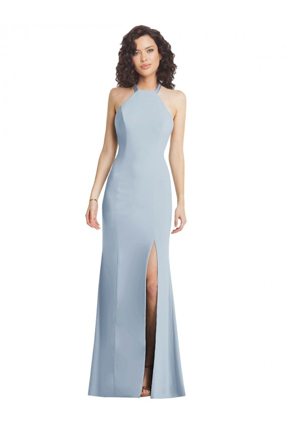 Light Sky Blue High Neck Sleeveless Open Back Trumpet Formal Evening Gown / Prom Dress / Bridesmaid Dress Townsville