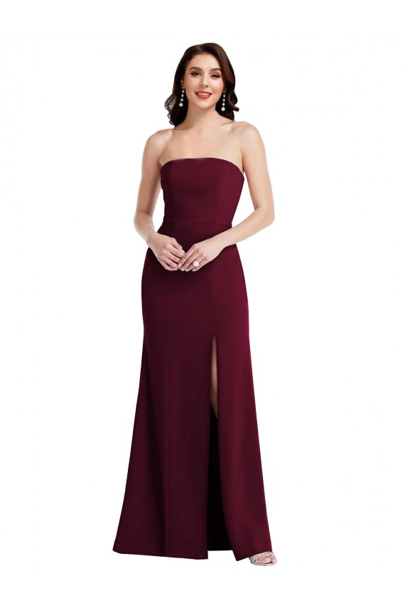 Burgundy Gold Strapless Sleeveless Trumpet Semi Formal Evening Dress / Prom Dress / Bridesmaid Dress Townsville