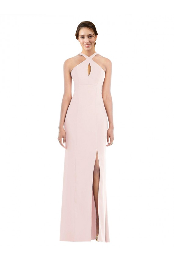 Pink Halter Neck Sleeveless Low Back Trumpet Formal Evening Gown / Prom Dress / Bridesmaid Dress Townsville