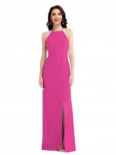Fuchsia High Neck Sleeveless Open Back Trumpet Formal Evening Gown / Prom Dress / Bridesmaid Dress Townsville