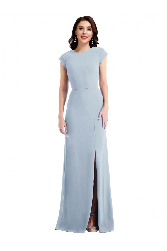 Light Sky Blue Cap Sleeves Open Back Trumpet Formal Evening Gown / Prom Dress / Bridesmaid Dress Townsville