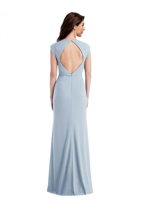 Light Sky Blue Cap Sleeves Open Back Trumpet Formal Evening Gown / Prom Dress / Bridesmaid Dress Townsville