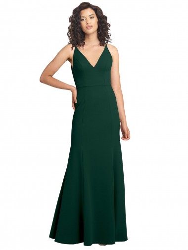Midnight Green V-Neck Sleeveless V-Back A-Line Formal Dress / Bridesmaid Dress Townsville