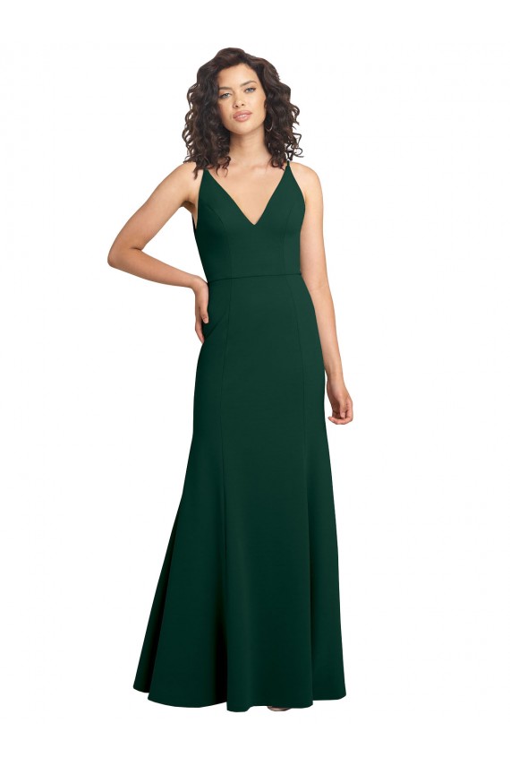Midnight Green V-Neck Sleeveless V-Back A-Line Formal Dress / Bridesmaid Dress Townsville